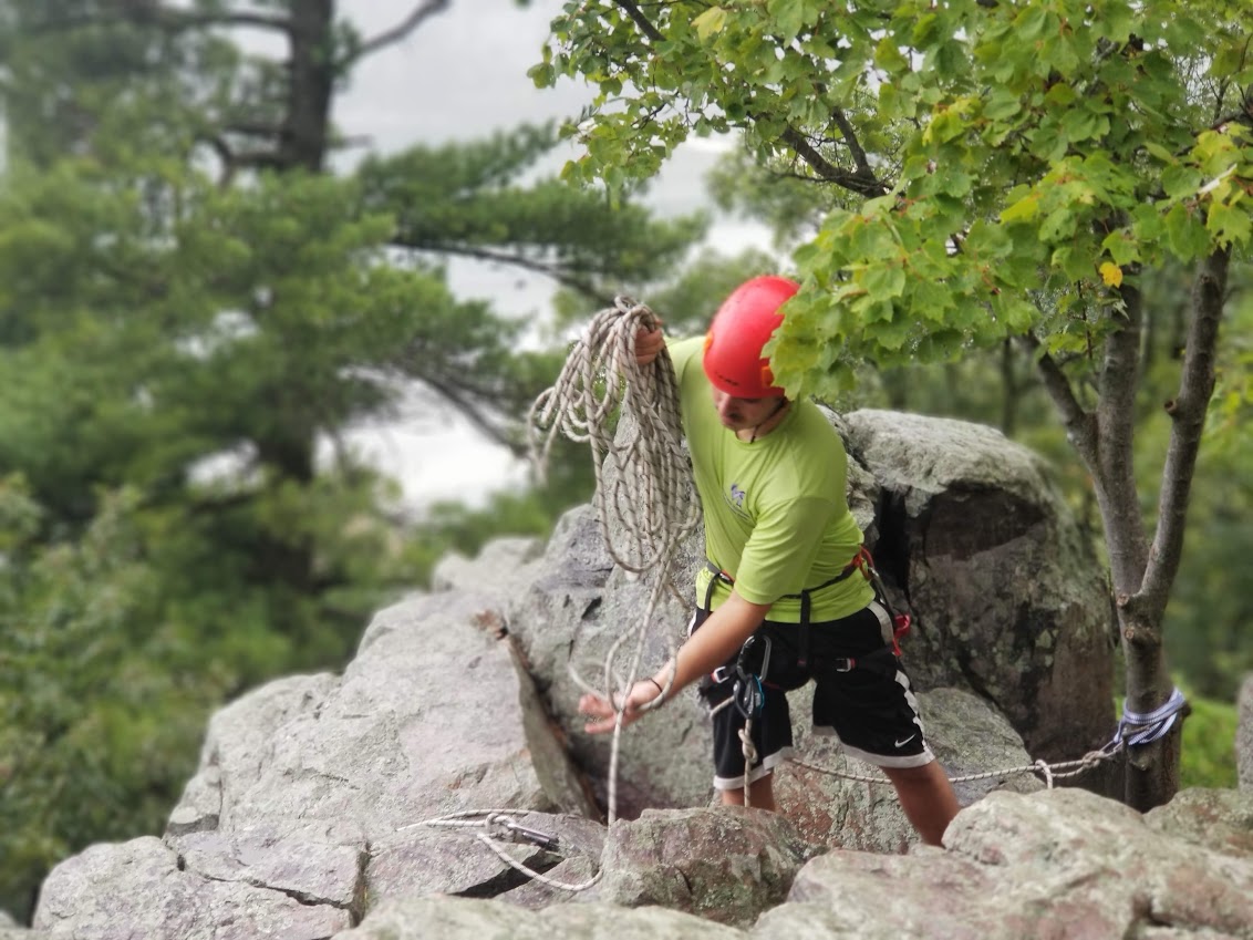Climbing guide at Devils Lake