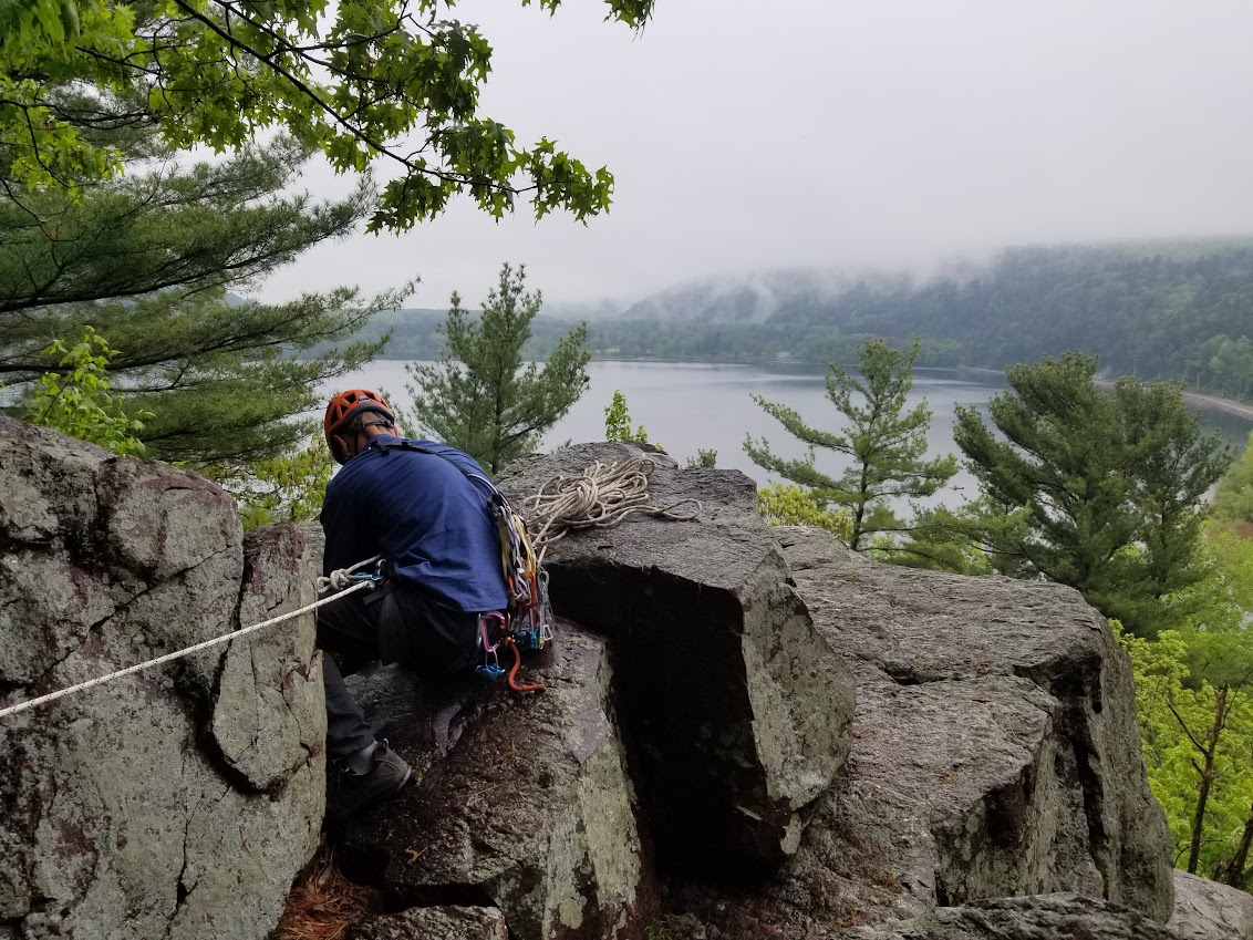 PCGI-certified guide climbing at Devils Lake
